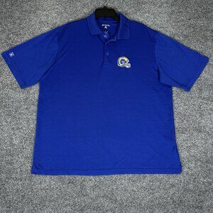 Los Angeles Rams Polo Shirt Mens Large‎ Blue NFL Football Short Sleeve Adult